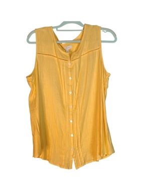 Lightweight Yellow Button-Front Sleeveless Top